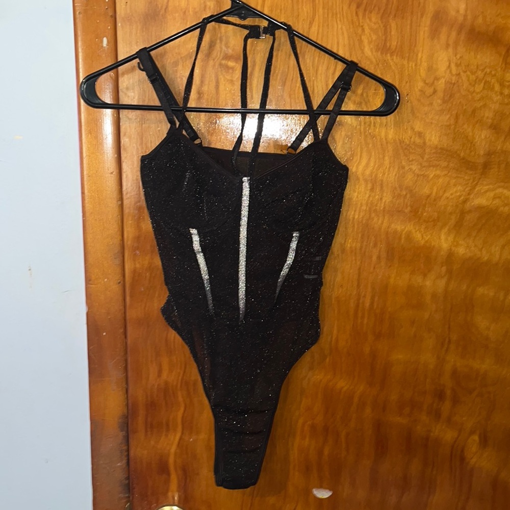 Mesh glitter cami body suit